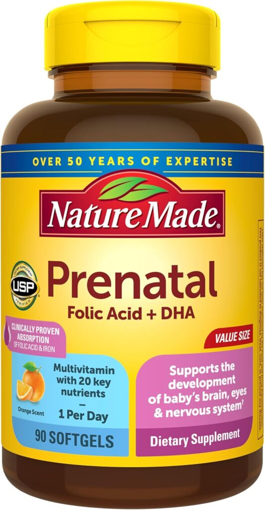 Nature Made Prenatal Vitamins with Folic Acid+DHA - 90 Days Supply